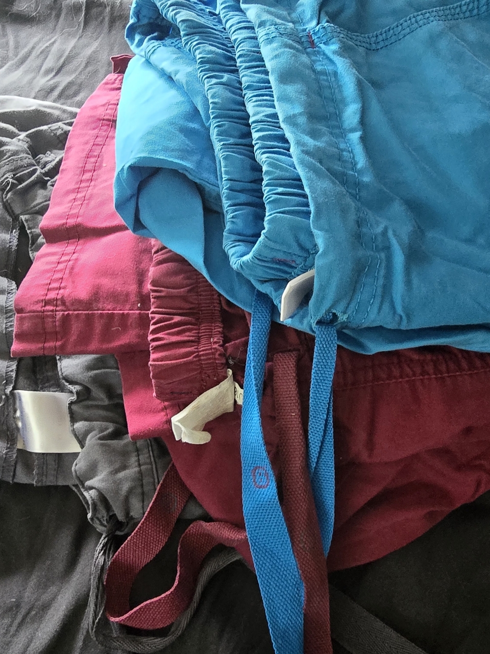 3 Scrub Bottoms- Gray Burgandy Blue